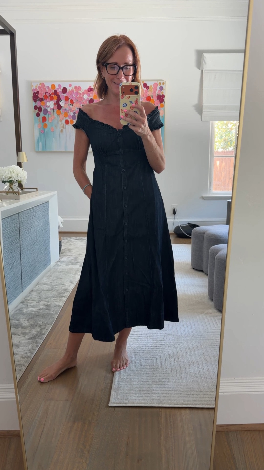 The Target x Rosie Assoulin dark denim off the shoulder midi dress just arrived and it is even more stunning in person than it looked in the campaign — the ruched neckline detail, button front, and fitted to flared silhouette give it that elevated designer quality that is genuinely hard to believe at a Target price point. This is the kind of effortless summer to fall transition dress that works for a date night out, a casual wedding guest outfit, or any occasion where you want to look polished without overthinking it. The collaboration is already selling out fast so if this dress has been on your radar move on it now before your size is gone.

#LTKootd #LTKOver40 #LTKPetite