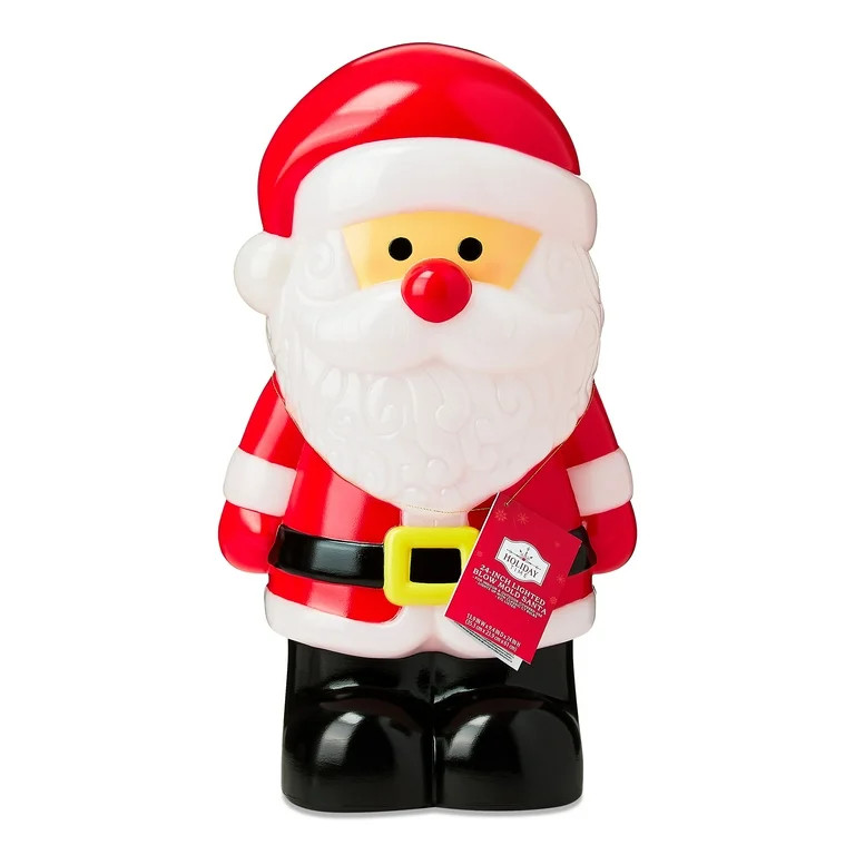 Lighted Blow Mold Santa Outdoor Christmas Decoration, Multicolor, 24", by Holiday Time | Walmart (US)