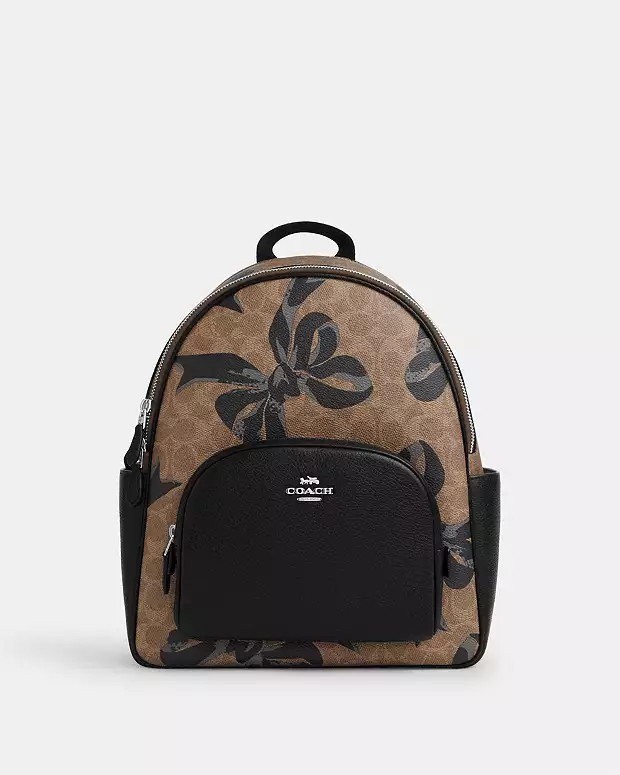 Court Backpack In Signature Canvas With Bow Print | Coach Outlet US