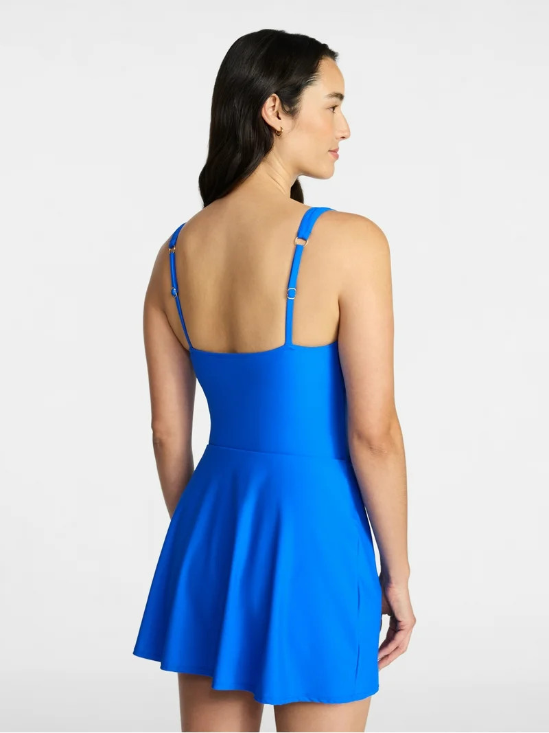 Time and Tru Women's and Women's Plus Size Wrap Swim Dress, Sizes XS-3X | Walmart (US)