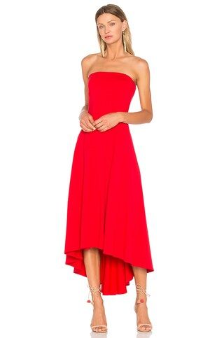 Susana Monaco Strapless Hi Low Dress in Perfect Red from Revolve.com | Revolve Clothing (Global)