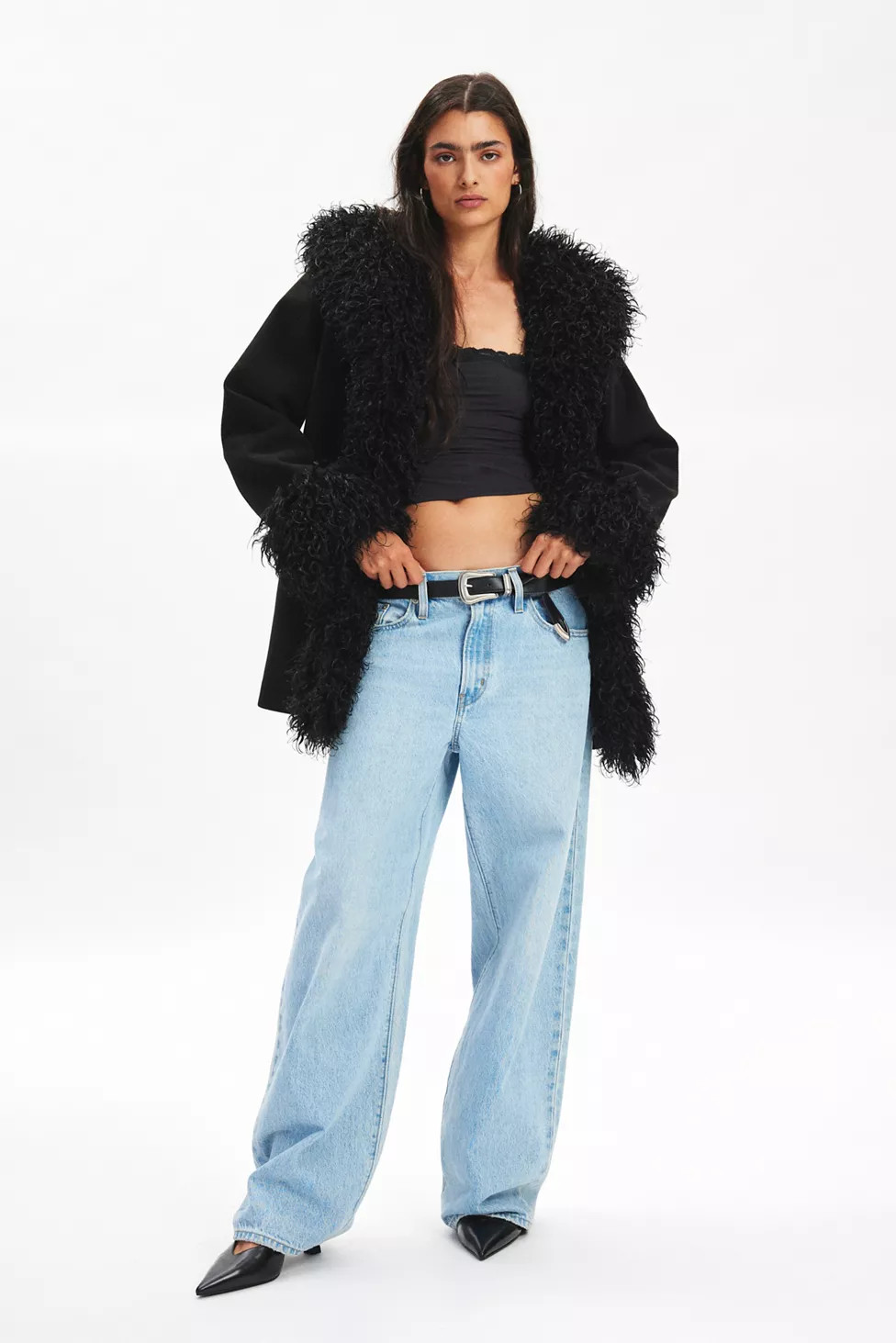 Silence + Noise Vivienne Faux Fur Trim Coat | Urban Outfitters (US and RoW)