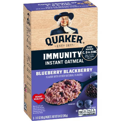 Quaker Immune Support Blueberry Blackberry Flavored Instant Oatmeal - 8.4oz/6ct | Target