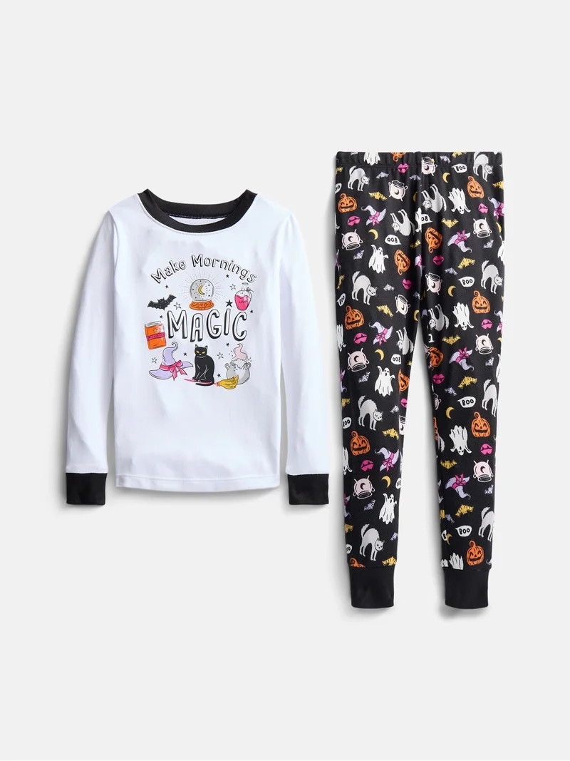 Halloween Girls' Tight Fit Long Sleeve Top and Pants Pajama Set from Way to Celebrate, 2-Piece, S... | Walmart (US)