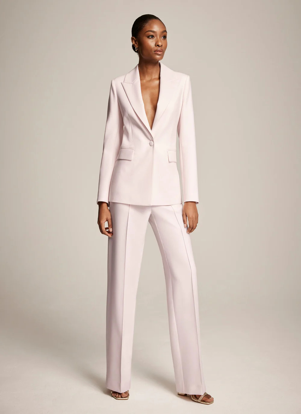 Pink Tapered Straight Trousers | Mint Velvet