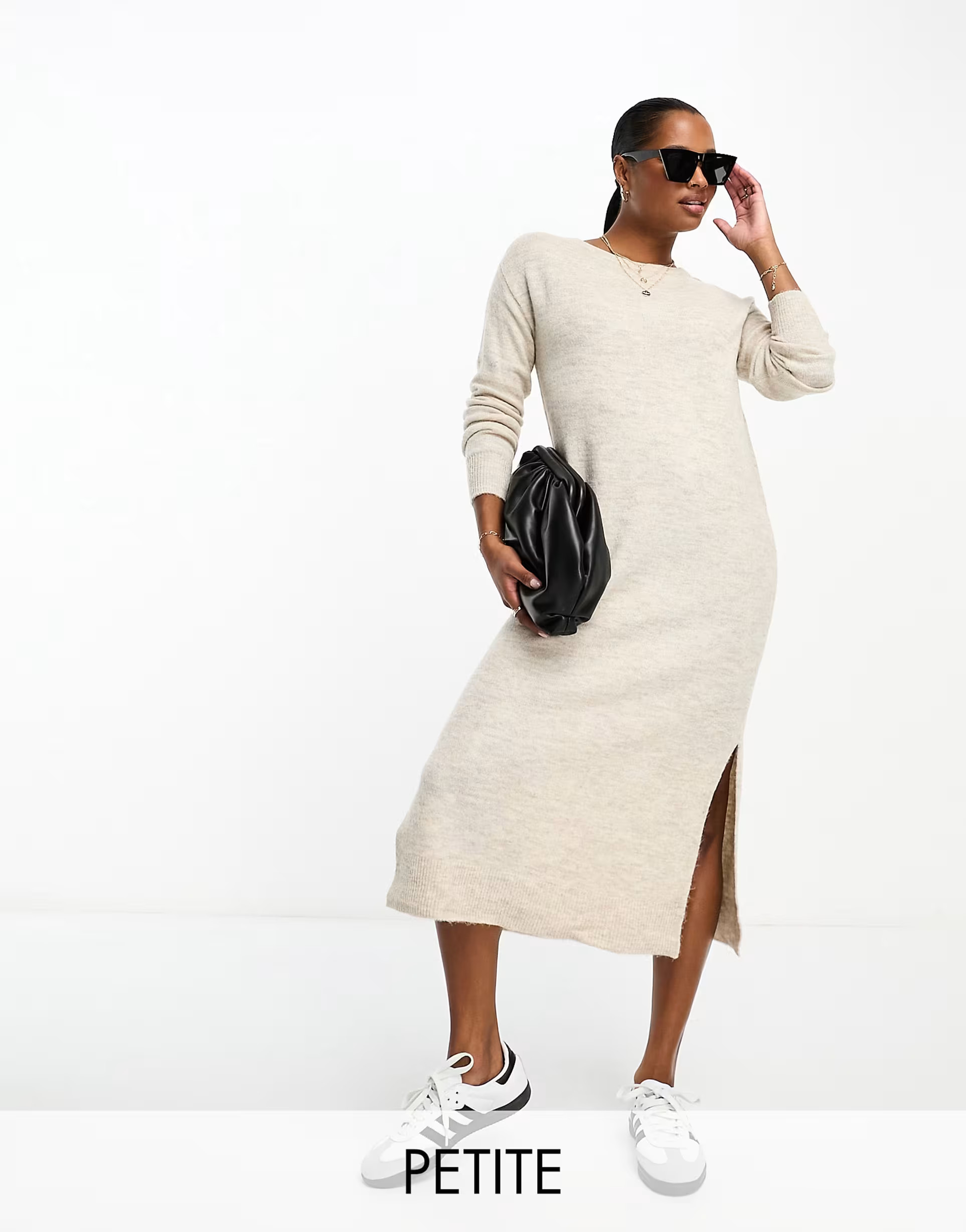Vero Moda Petite knitted sweater midi dress in cream | ASOS (Global)