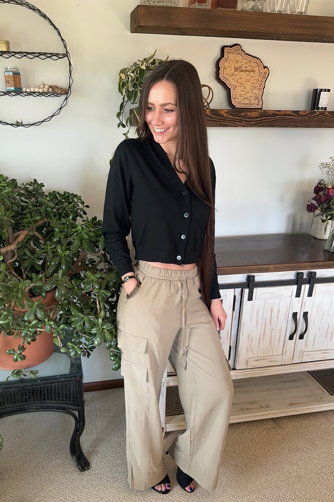 Woman’s high wasted -stretchy- khaki trousers for the win! The pants material: heavenly. This button down sweater is also 👌🏼👌🏼👌🏼 

#neutralvibes #versatile #targetstyle

I’m 5’8 | 145lbs | 2/4 S | 34D | Happy shopping! 

#LTKSeasonal #LTKfindsunder50 #LTKstyletip