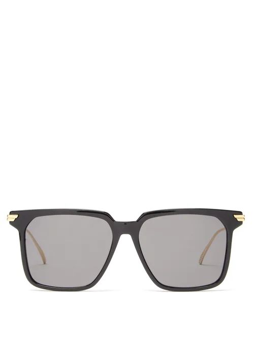 Bottega Veneta - Square Acetate Sunglasses - Womens - Black | Matches (US)