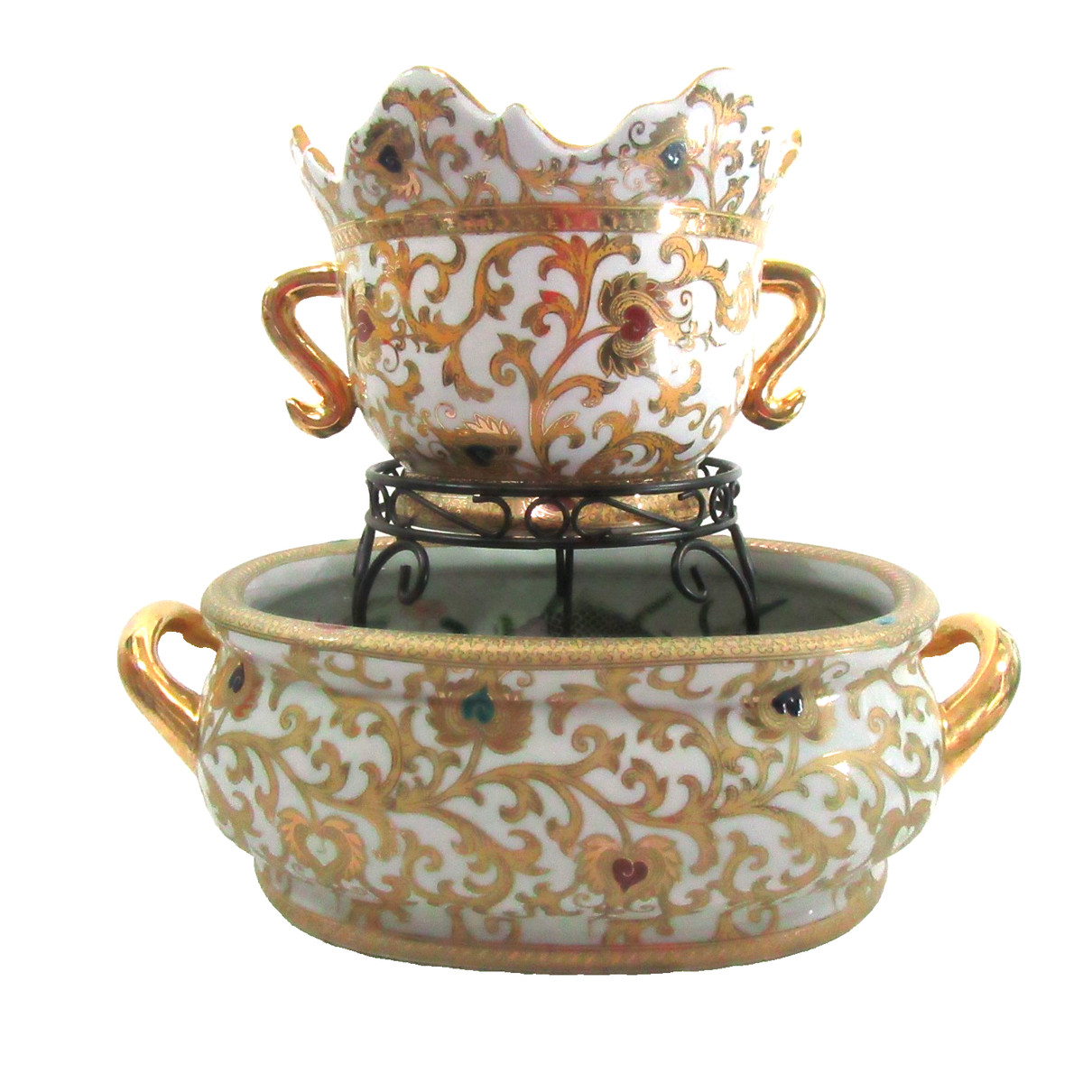 Chinese Tapestry Fish Gild Chinoiserie Footbath and Planter | eBay US