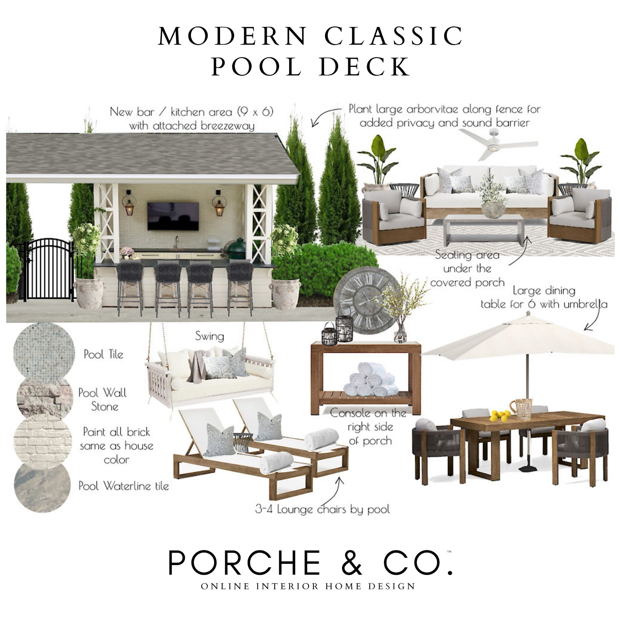 Outdoor Furniture, Pool Patio, Outdoor Home Decor, West Elm, Ballard Designs, Modern Classic Pool Deck Design, Summer Pool Decor
#visionboard #moodboard #porcheandco

#LTKHome #LTKStyleTip