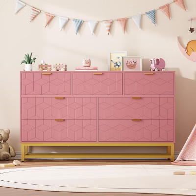 Coucheta 53.5" Wide Storage Dresser - Features 7 drawers with gold accents, ideal as a TV stand or closet organizer. | Target