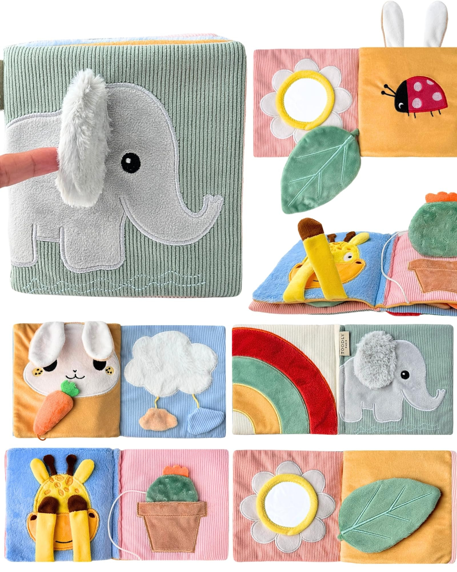 Cute Soft Baby Book with Mirror, Activities, Touch and Feel & Crinkle Pages - Interactive Sensory... | Amazon (US)