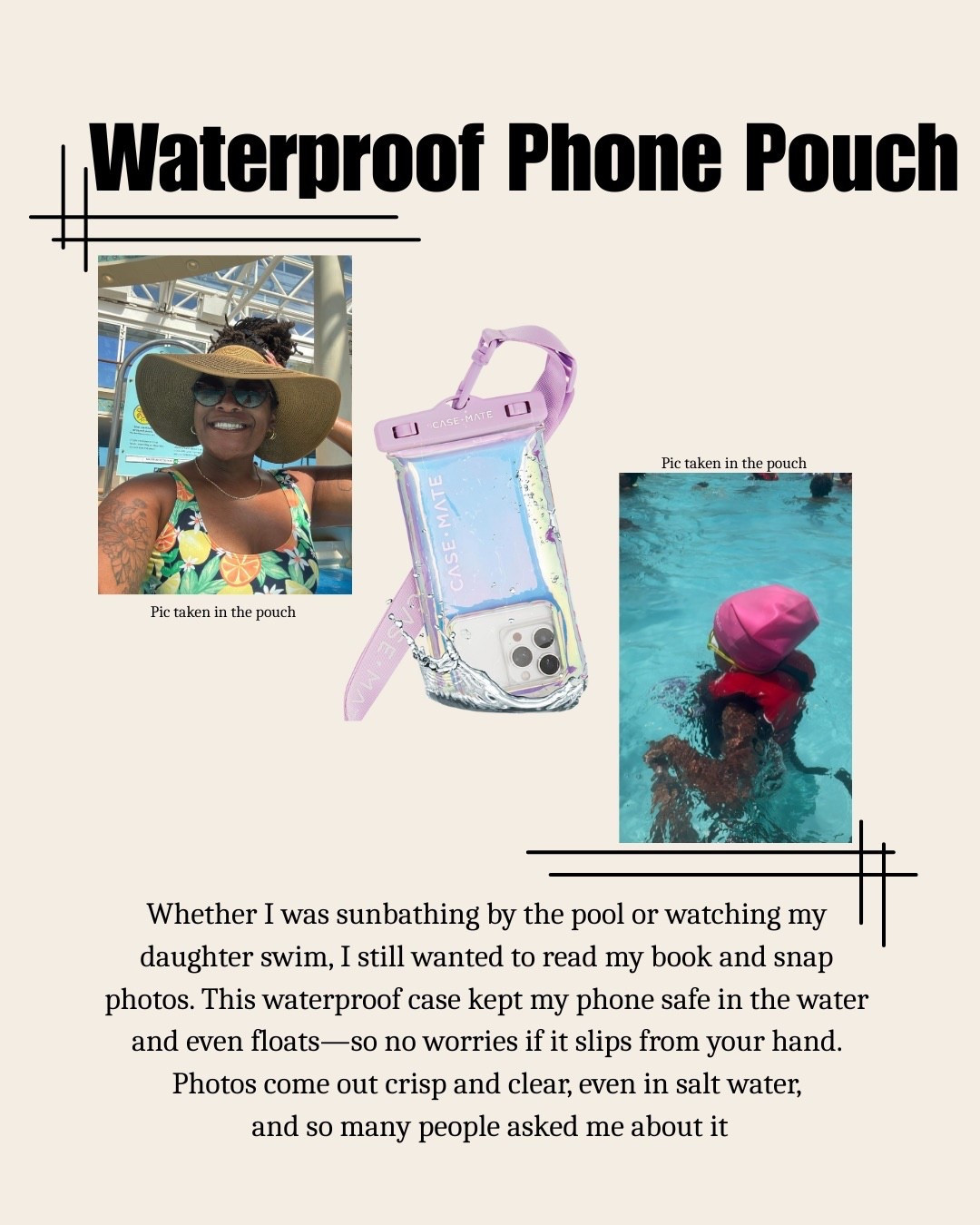 Whether I was sunbathing by the pool or watching my daughter swim, I still wanted to read my book and snap photos. This waterproof case kept my phone safe in the water and even floats-so no worries if it slips from your hand.
Photos come out crisp and clear, even in salt water, and so many people asked me about it

#LTKKids #LTKSeasonal #LTKFamily