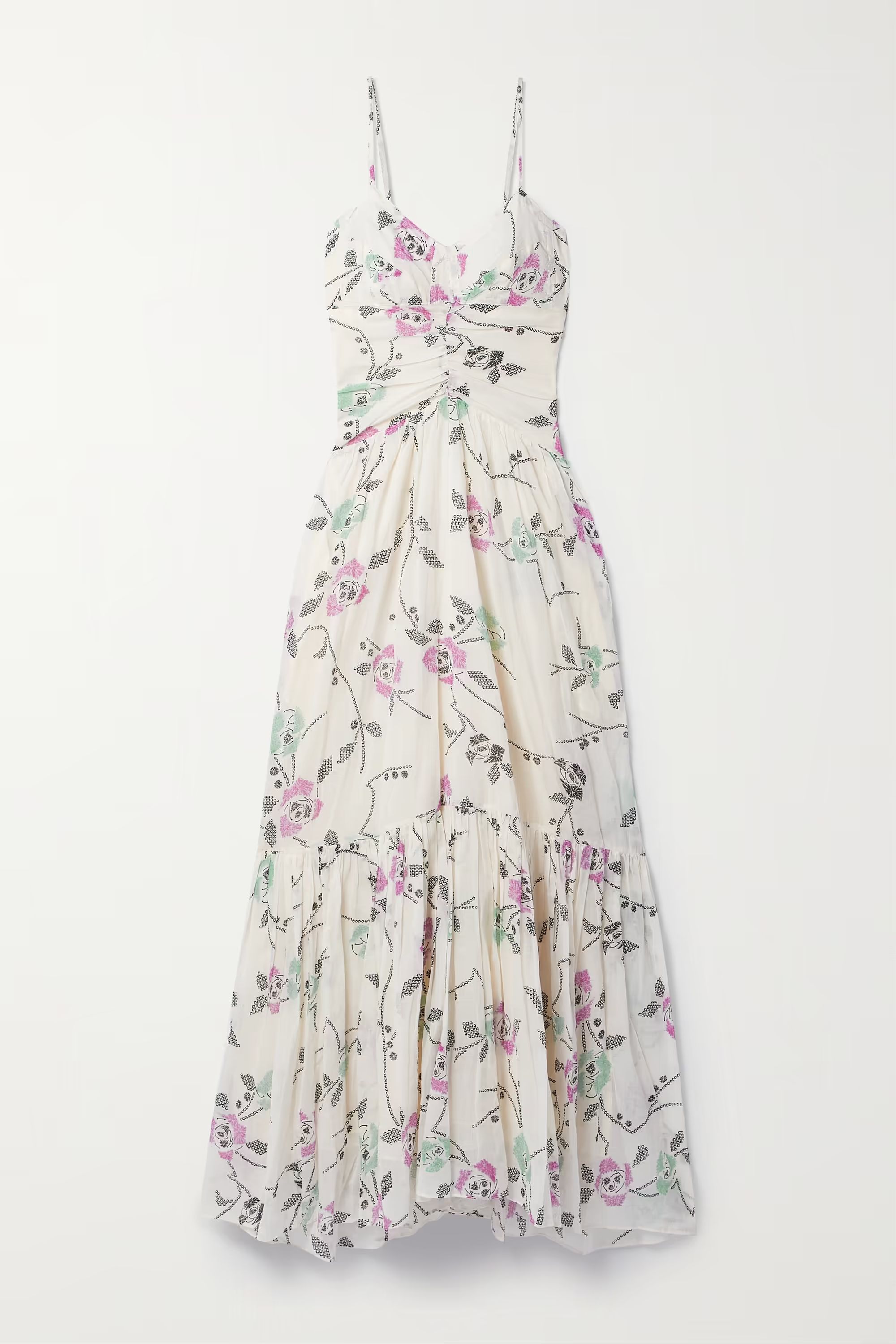 Giana ruched tiered floral-print cotton-voile maxi dress | NET-A-PORTER (UK & EU)
