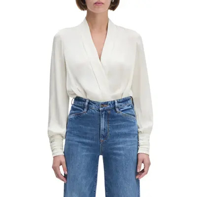 Favorite Daughter The Better Off Satin Bodysuit in Ivory at Nordstrom, Size Medium | Nordstrom