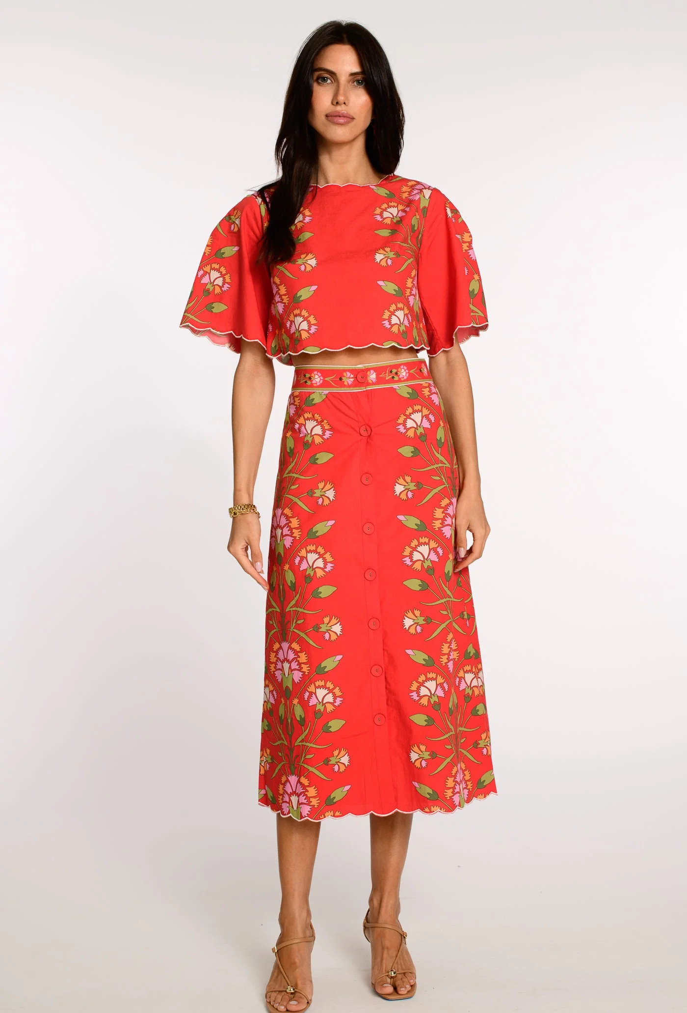 Frannie Skirt in Indian Flower Poppy | Elizabeth James The Label
