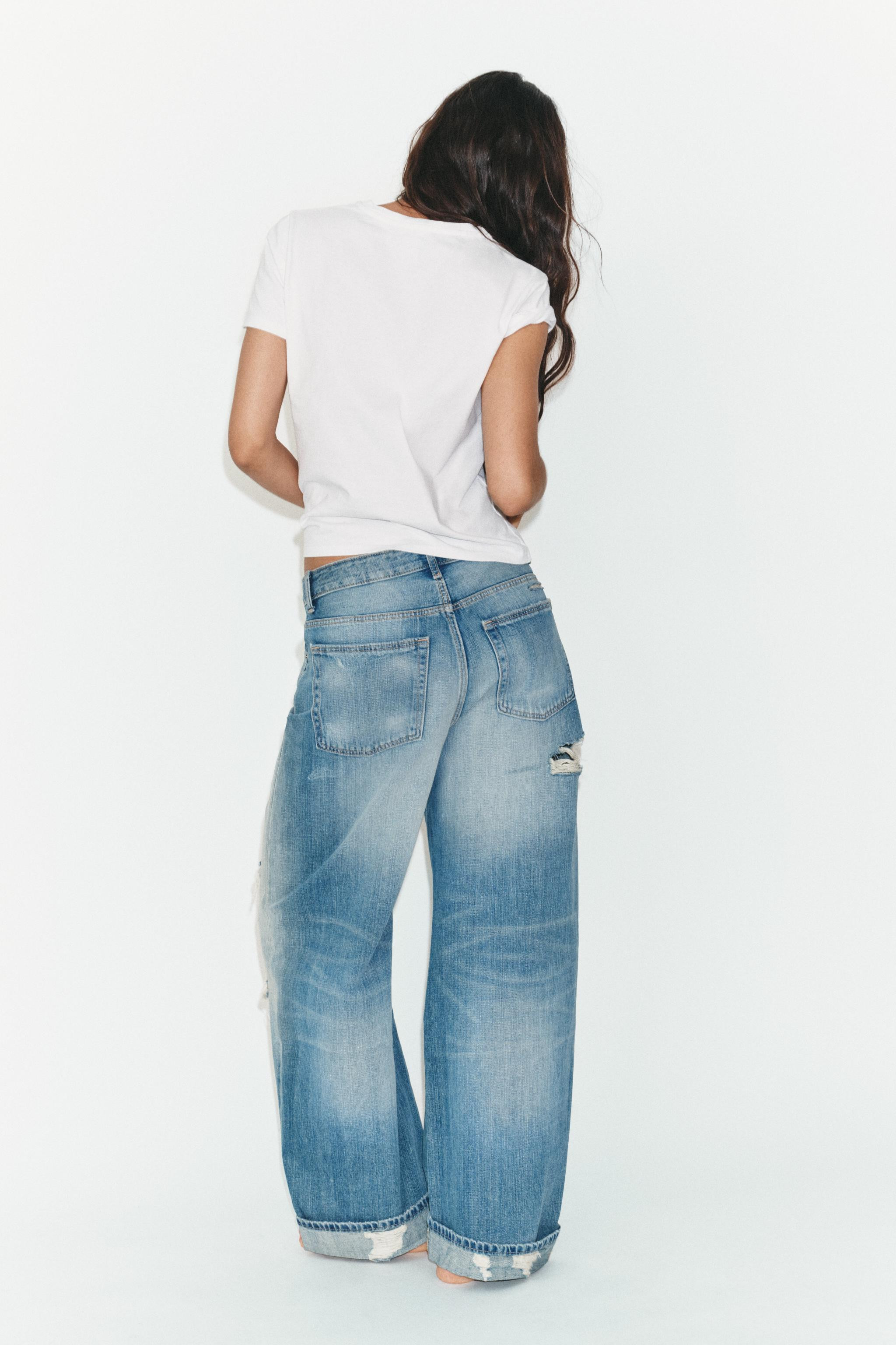 MID-RISE - BAGGY FOLDED - RIPPEDMid-rise jeans with five pockets. Ripped detail. Contrast folded ... | Zara US