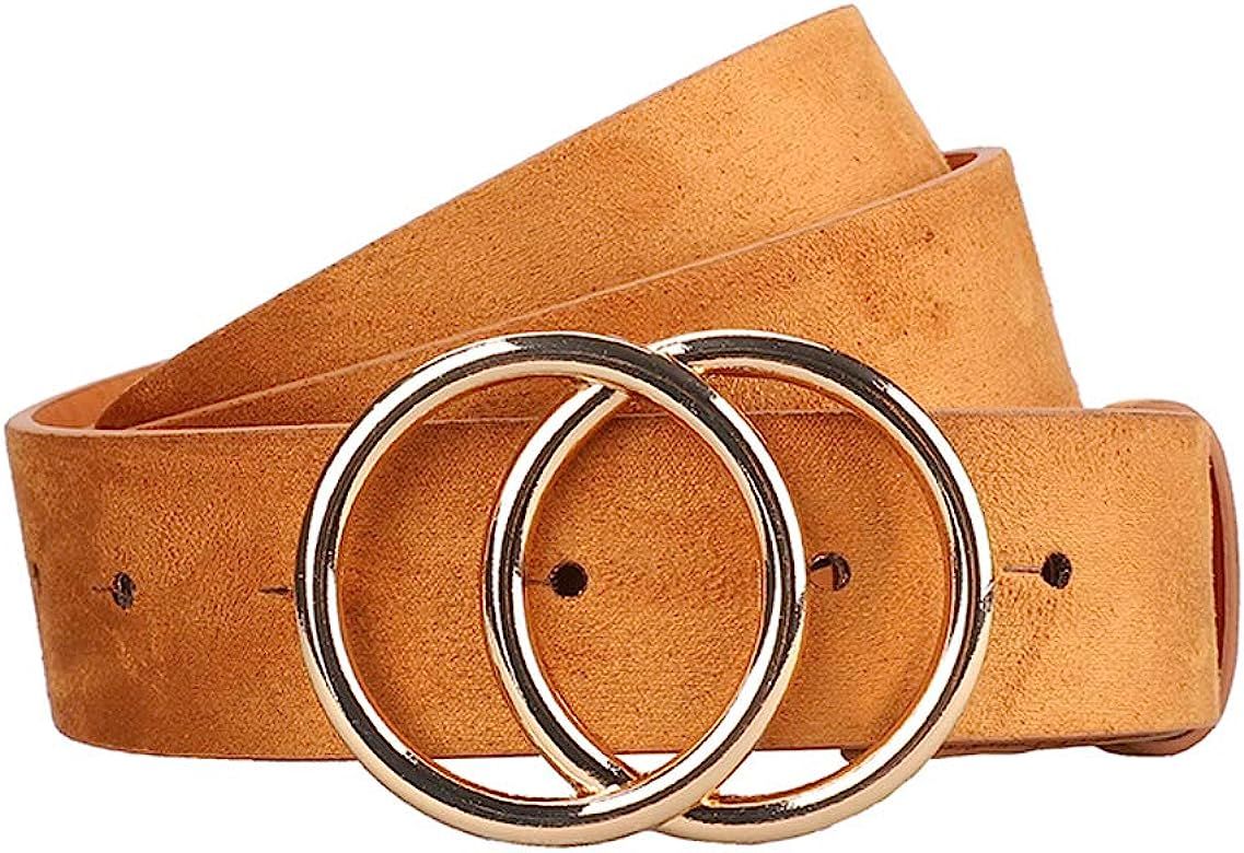 Women's Leather Belt Fashion Soft Faux Leather Waist Belts For Jeans Dress 1 1/4" Width | Amazon (US)