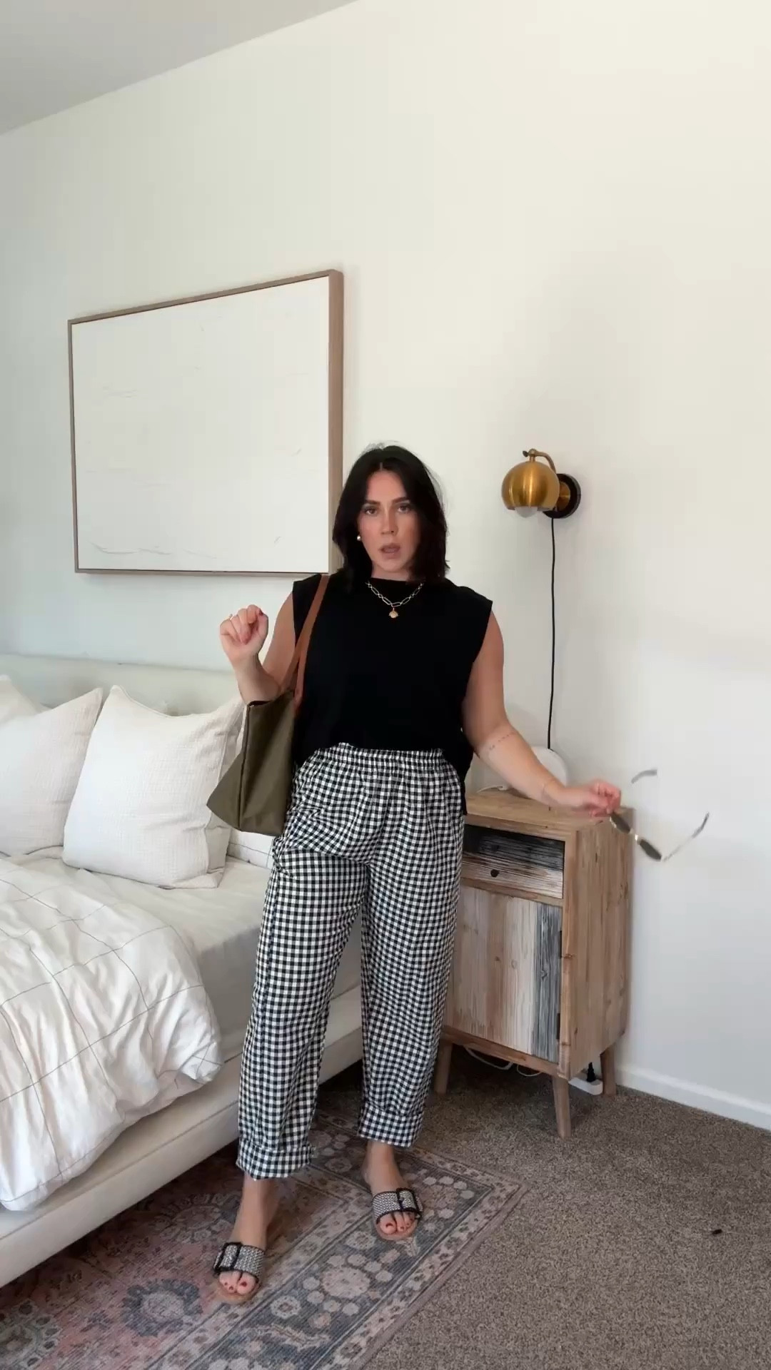 Chic and neutral spring outfit. Size L in all. 

Midsize spring outfit, Amazon style, Amazon fashion, pull on pants, muscle tank. Summer style. 

#LTKootd #LTKMidsize #LTKSeasonal