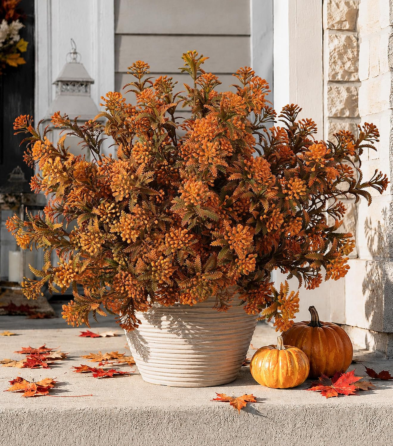 Faux Outdoor Plants Artificial Plants for Outdoors Fall Decor, 6 Bundles Artificial Greenery Plastic Grass UV Resistant Fake Plants for Planters Porch Patio Garden Autumn Home Decor, Autumn Yellow | Amazon (US)