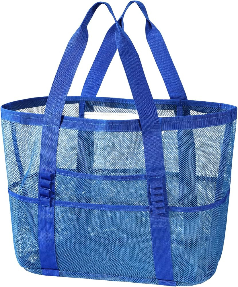 KPX Mesh Beach Bag, Large Beach Tote Bags for Women Foldable Mesh Swimming Pool Bag with Mini Poc... | Amazon (US)
