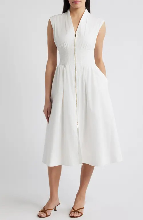 Vince Camuto Sleeveless Cotton Midi Dress in Ivory at Nordstrom, Size 4 | Nordstrom