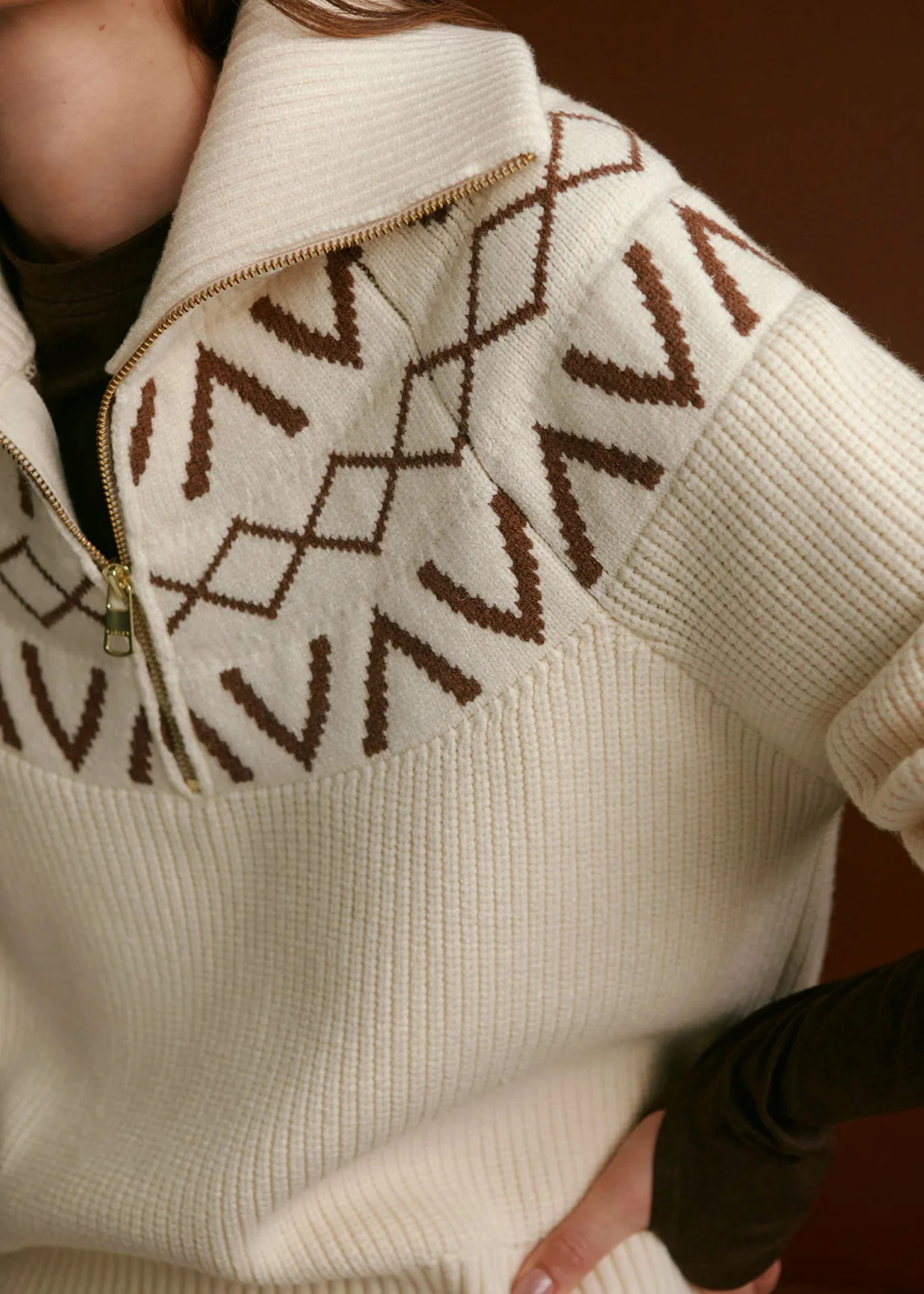 Sigrid Fairisle Half Zip Knit | outdazl