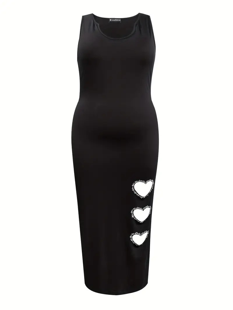 Heart Pattern Cutout Bodycon Dress Plus Size Casual - Temu | Temu Affiliate Program