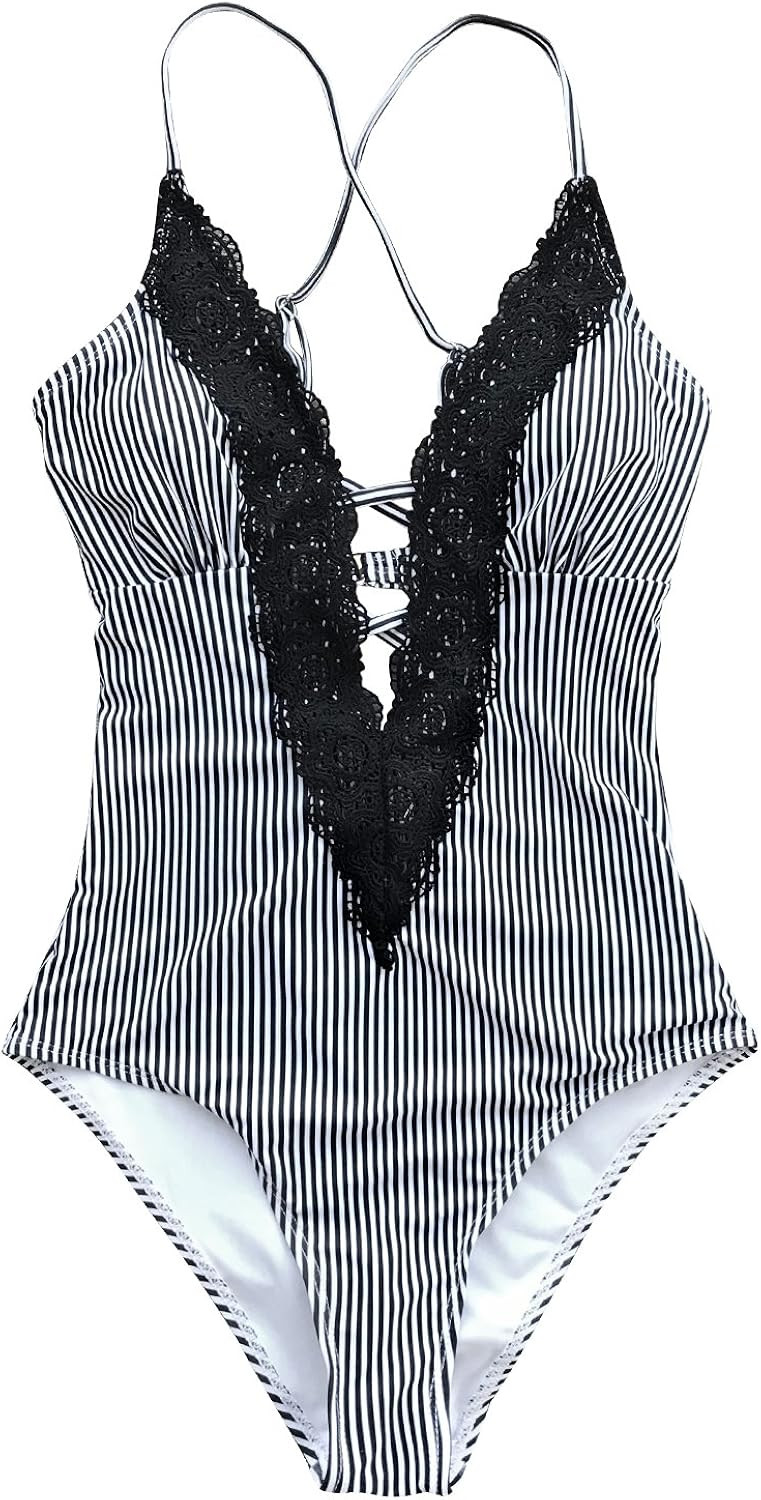 CUPSHE Fashion Women's Ladies Vintage Lace Bikini Sets Beach Swimwear Bathing Suit | Amazon (US)