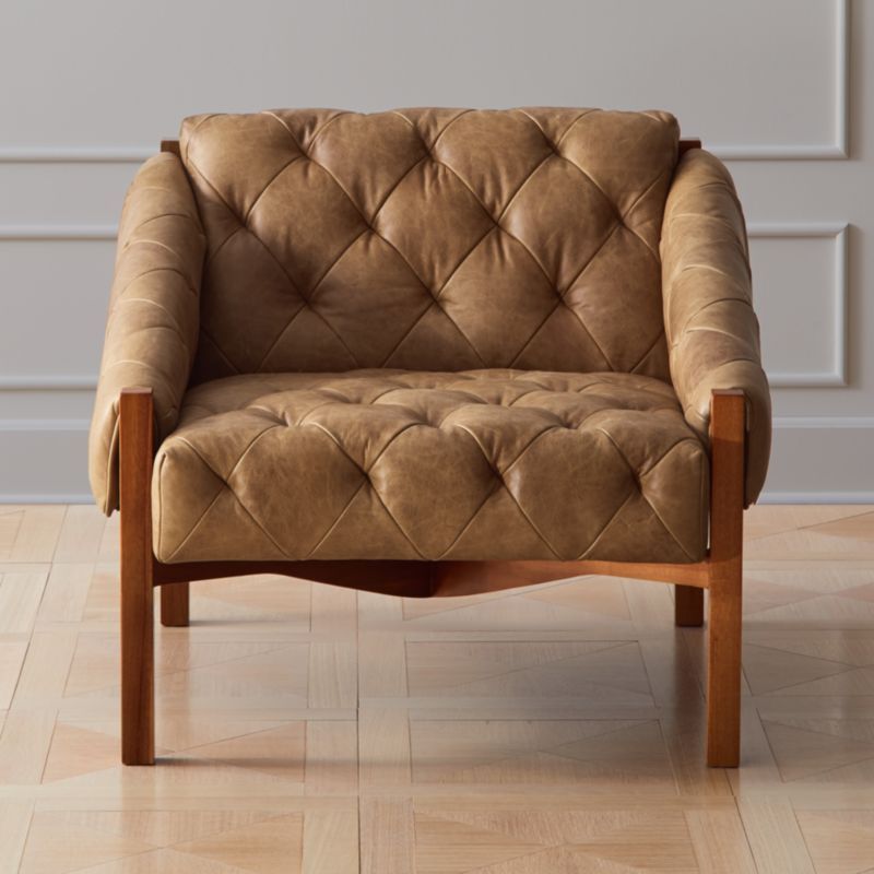 Abruzzo Brown Leather Tufted Chair + Reviews | CB2 | CB2