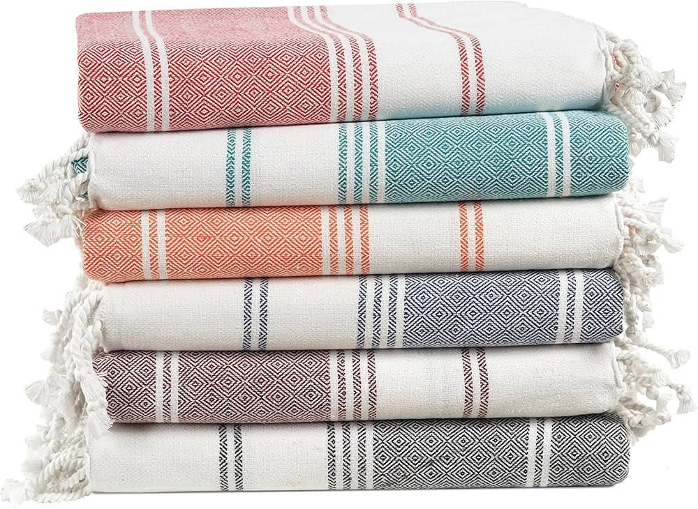 LANE LINEN 6-Pack Oversized Pre-Washed Beach Towels, Stylish Quick-Dry Pool & Travel Towels for A... | Amazon (US)