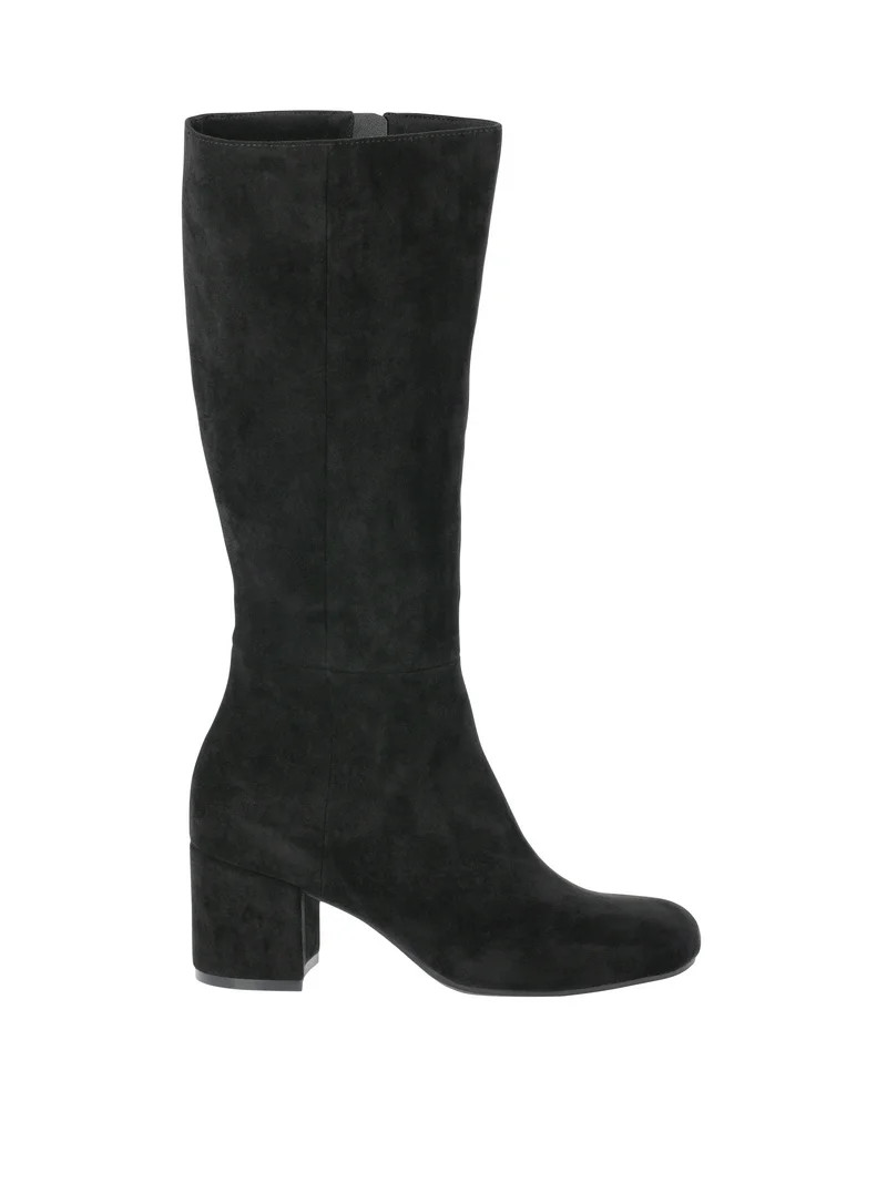 Time and Tru Women's Faux Suede Tall Block Heel Boots | Walmart (US)