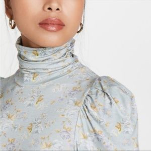 NEW WITH TAGS LOVESHACKFANCY VIENNA PUFF SLEEVE TURTLENECK IN SKY GRAY XS | Poshmark