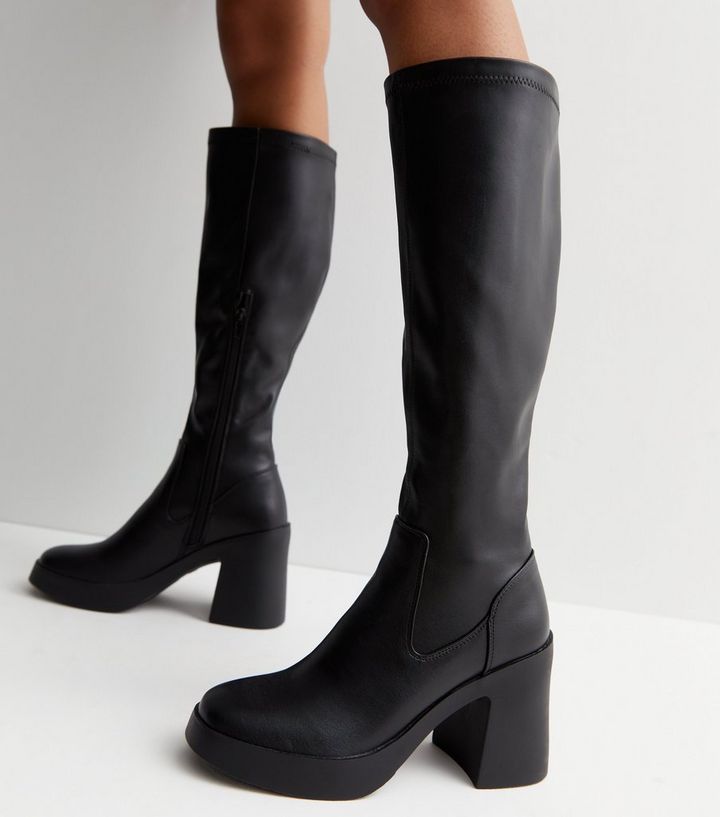 Black Chunky Block Heel Knee High Boots
						
						Add to Saved Items
						Remove from Saved I... | New Look (UK)