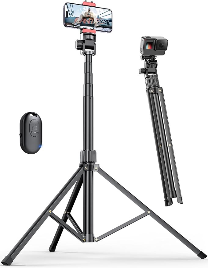 Pnitri 71'' Phone Tripod Stand, Extendable Reinforced Aluminum Phone Stand with Wireless Remote, ... | Amazon (US)