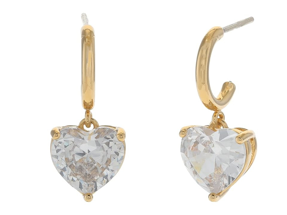 Kate Spade New York My Love Heart Huggies Women's Earrings Earring Clear/Gold | Zappos
