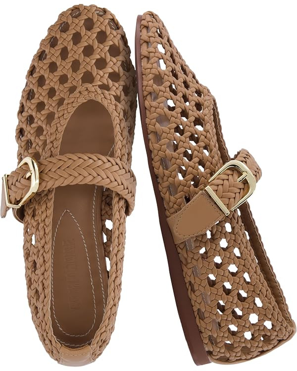 CUSHIONAIRE Wit Hand Woven Womens Flats, Comfortable Mary Jane Ballet Flat with Adjustable Buckle... | Amazon (US)