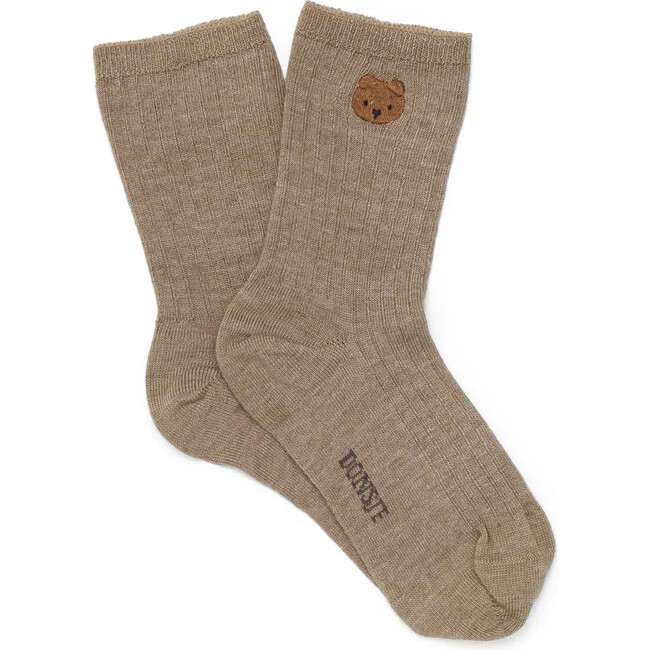Donsje Amsterdam | Bell Bear Calf-Length Socks, Dusty Green (Multicolor, Size 5-6Y) | Maisonette | Maisonette