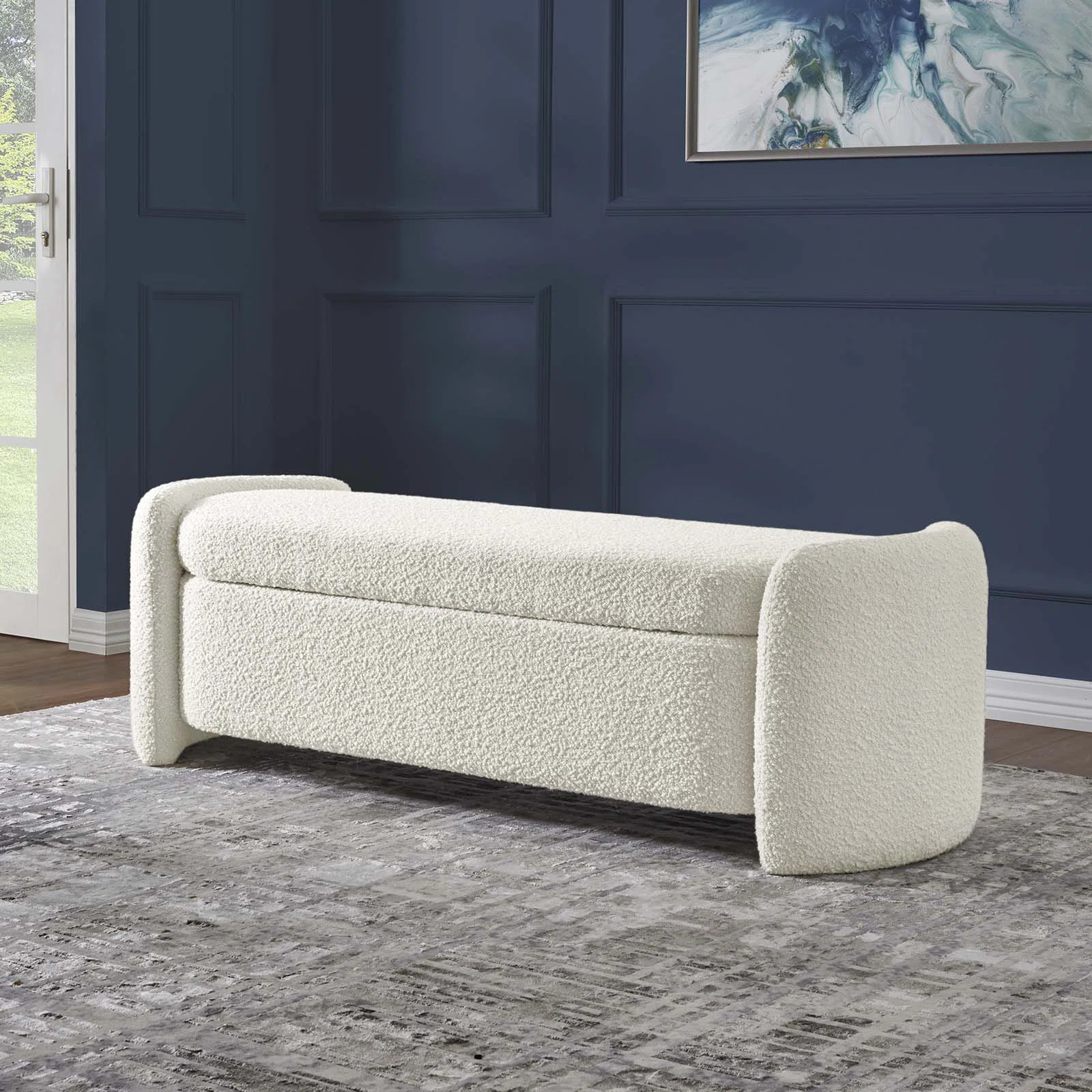 Nebula Boucle Upholstered Bench | Wayfair North America