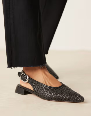 ASOS DESIGN Leonora slingback ballet flat in black weave | ASOS | ASOS (Global)