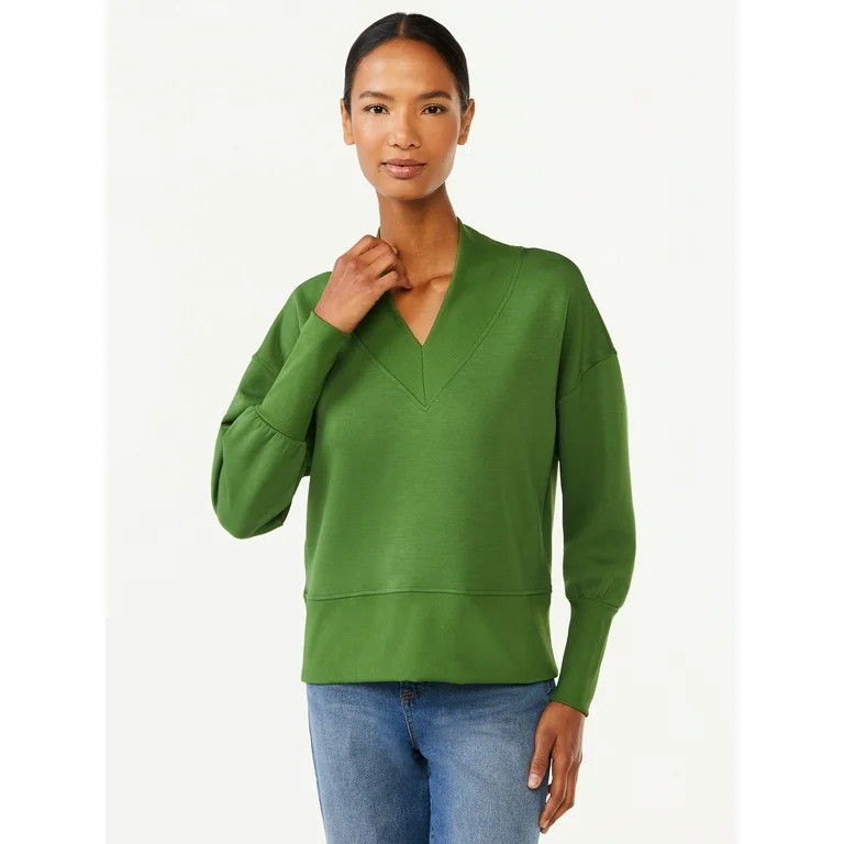 Scoop Women's Scuba Knit Sweatshirt - Walmart.com | Walmart (US)
