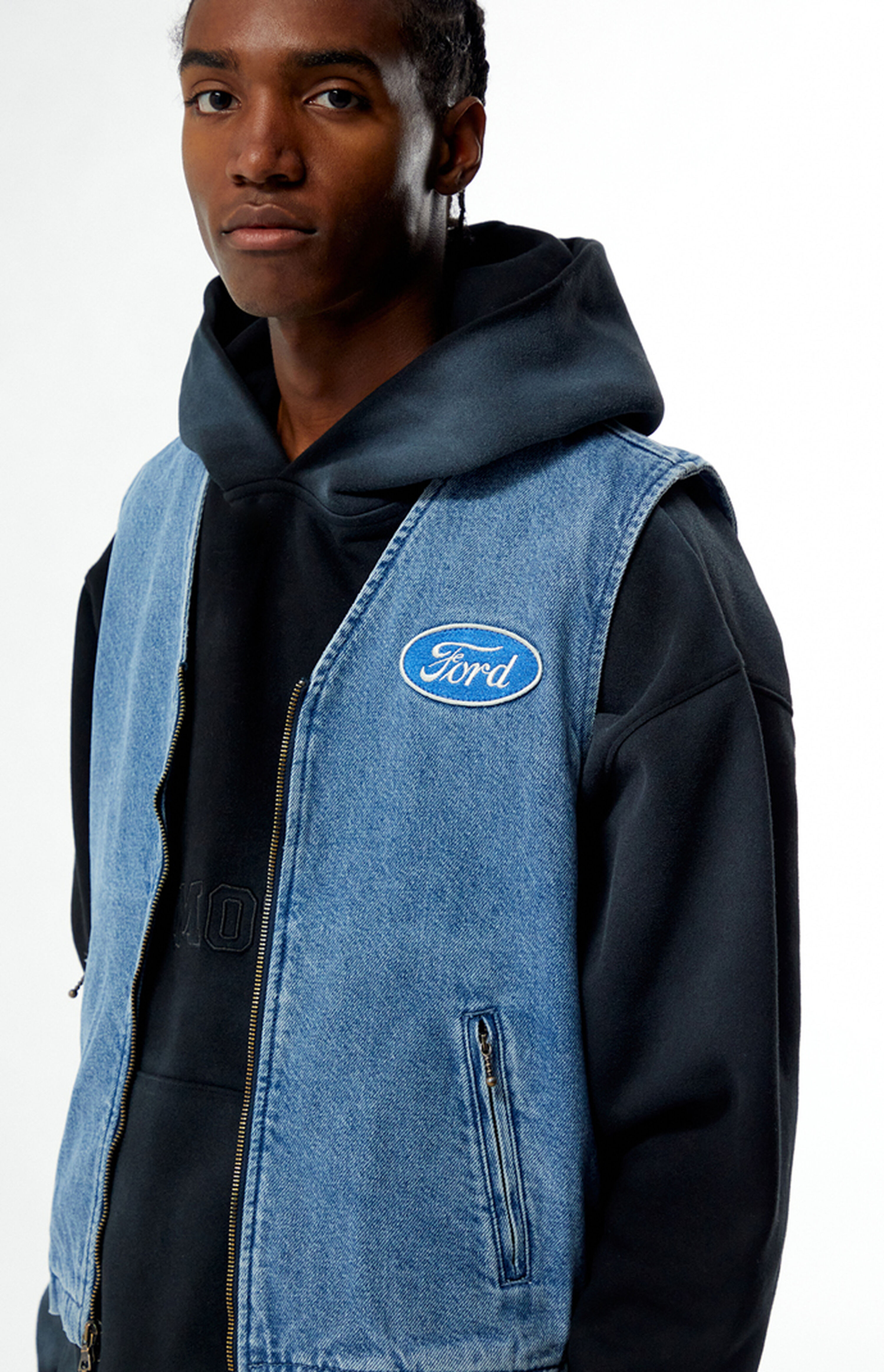FORD Denim Zip Up Vest | PacSun