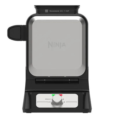 Ninja BW1001 NeverStick PRO Belgian Waffle Maker, Vertical Design, 5 Shade Settings, with Precision-Pour Cup & Chef-curated Recipe Guide, Black & Silv | Wayfair North America