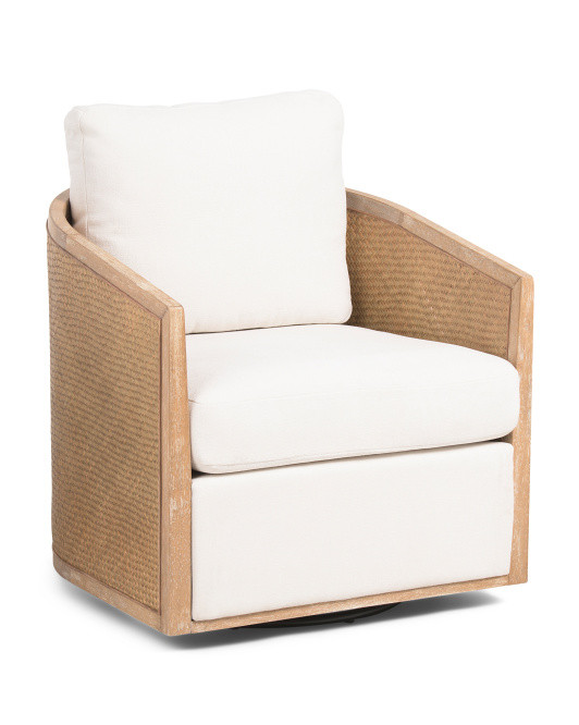 30x35 Rattan Kane Swivel Accent Chair With Solid Wooden Base | TJ Maxx
