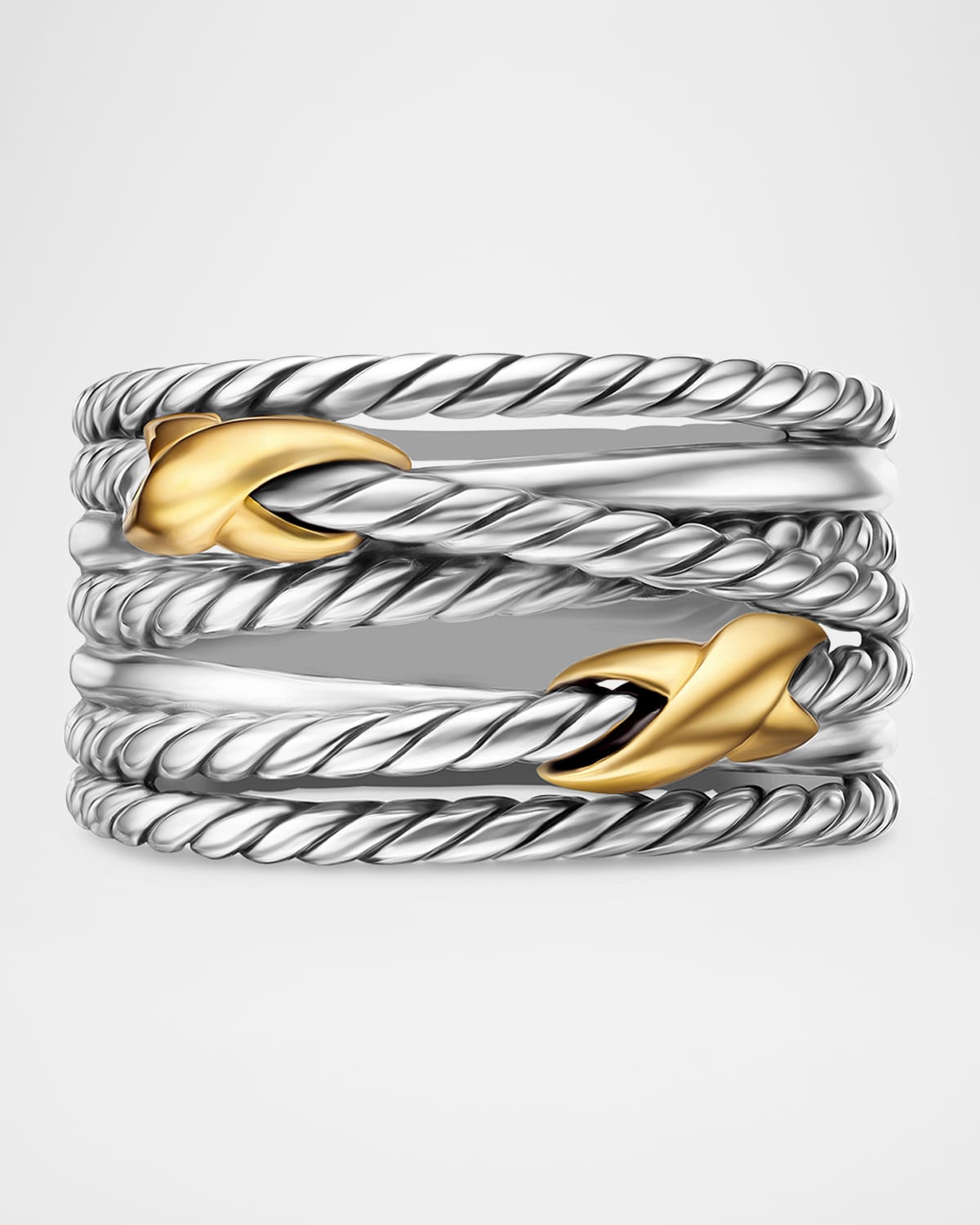 Double X Crossover Ring with 18K Gold in Silver, 13mm | Neiman Marcus