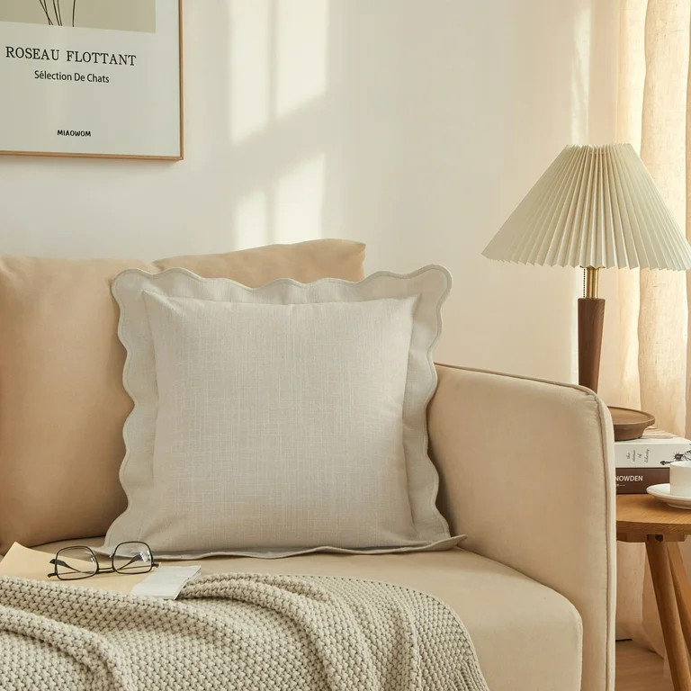 Mainstays by Becky G. & Alejandra Scallop Decorative Pillow, Papyrus Beige, 18" x 18" | Walmart (US)