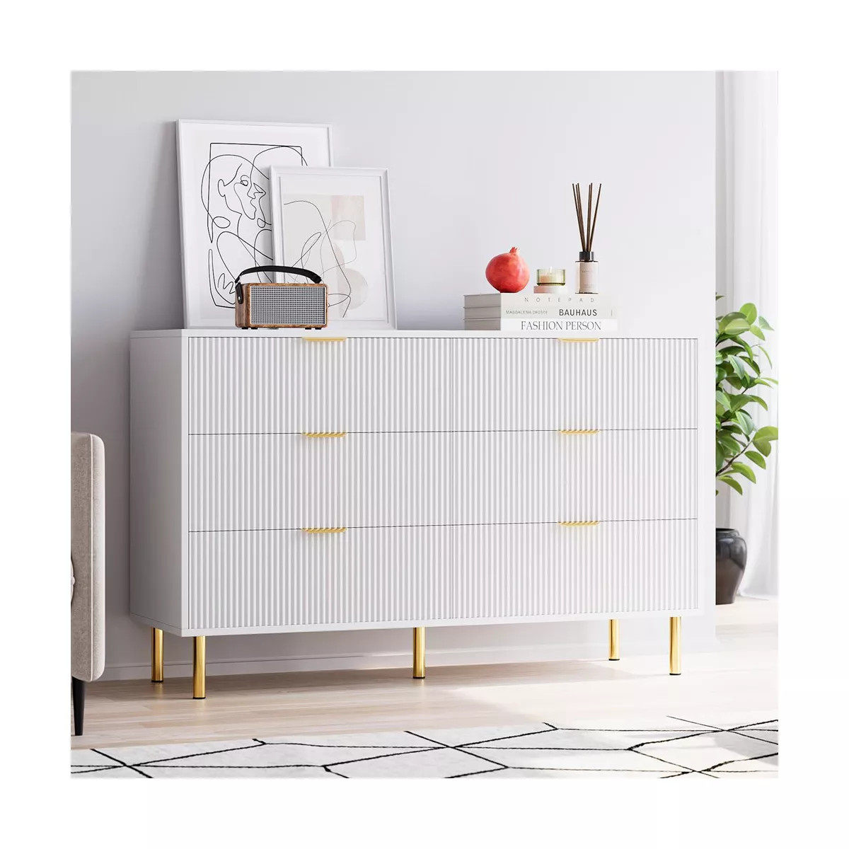 Whizmax 6 Drawer Dresser for Bedroom, Wood Dresser with Metal Legs, Modern Chest of Drawers, Larg... | Target