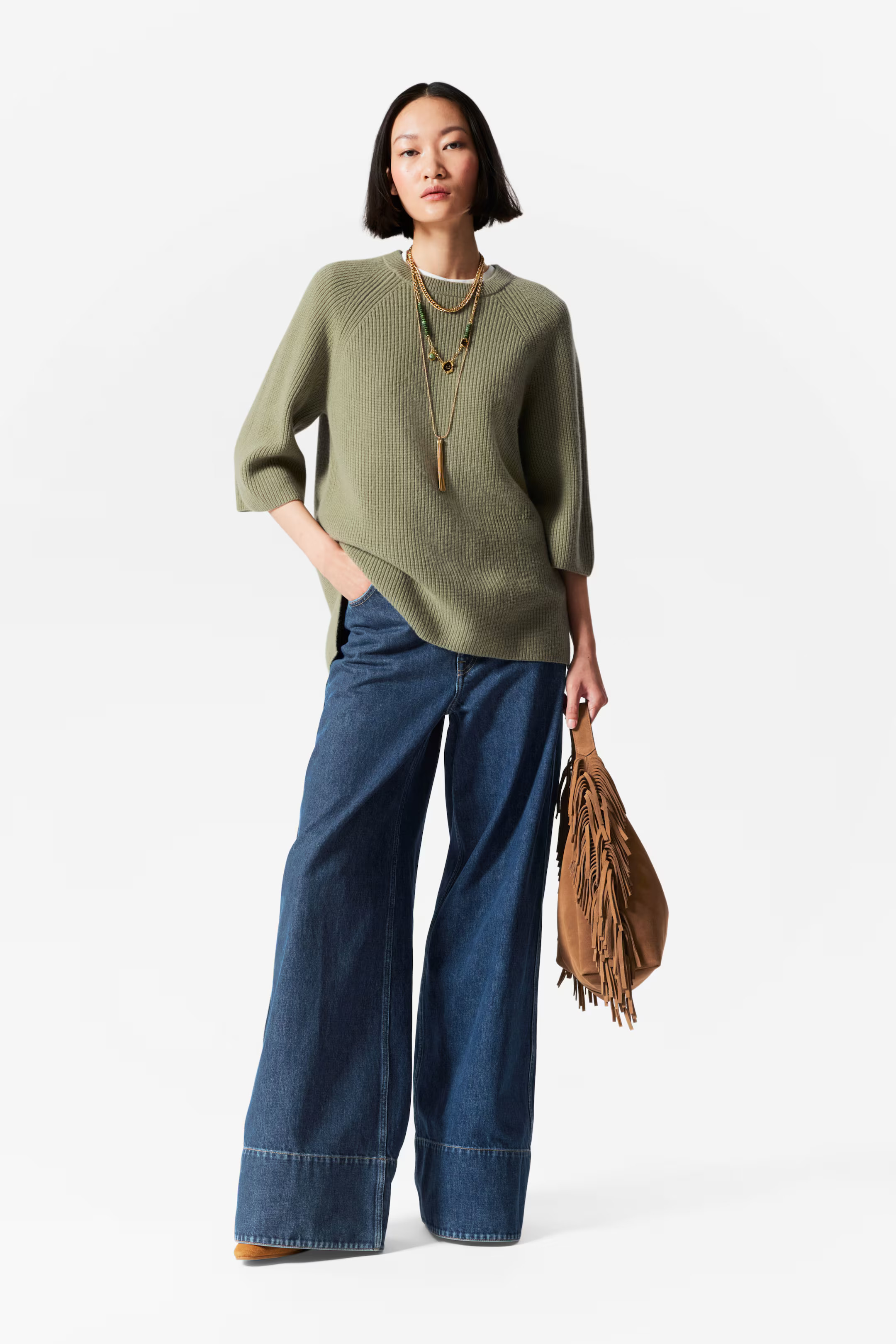 Knitted Wool Top - Green - Ladies | H&M GB | H&M (UK, MY, IN, SG, PH, TW, HK)