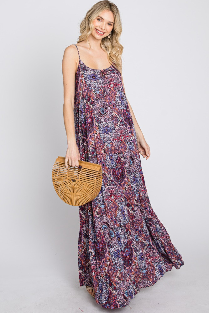 Purple Patchwork Floral Maxi Dress | PinkBlush Maternity