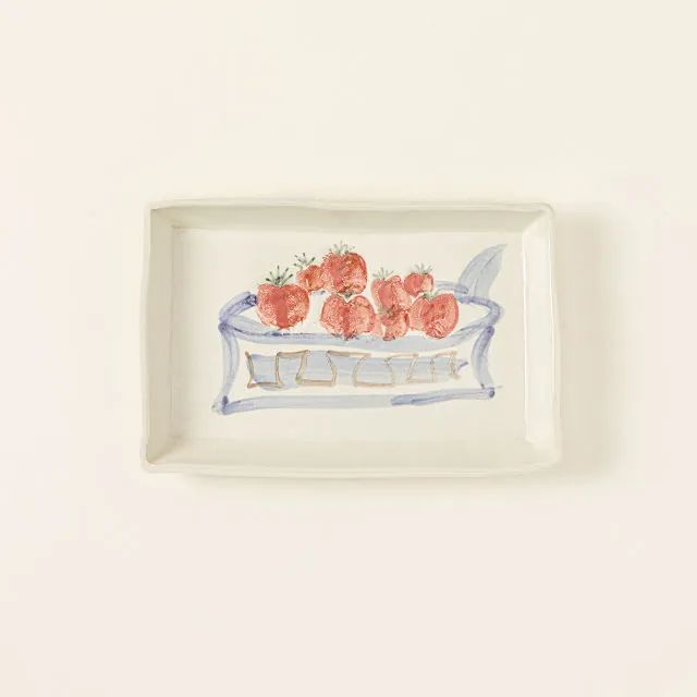 Hand-Painted Strawberries Snack Tray | UncommonGoods